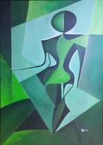 Schilderij van Harry Weimer genaamd Dame in het groen